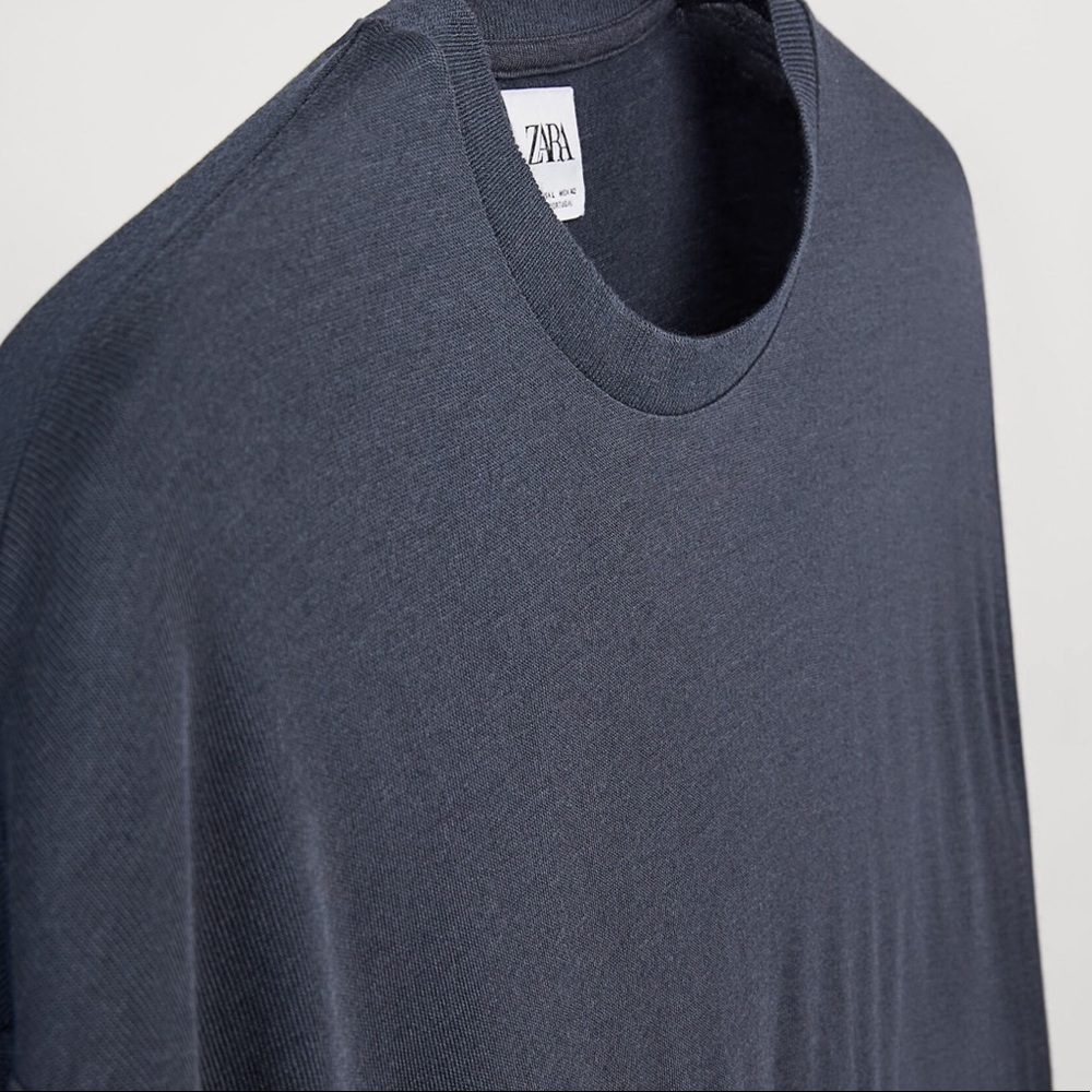 BNWT ZARA ROUND NECK SWEATER LONG SLEEVE BLUE - Picture 3 of 4